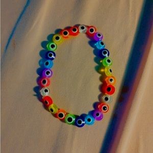 Colorful evil eyes and angel pink bracelet